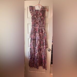 Floral Pink Ruffle Maxi Dress